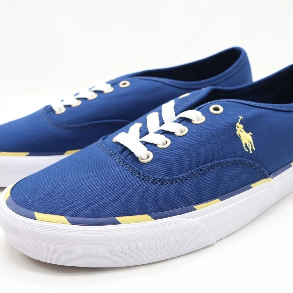 POLO RALPH LAUREN Men's Keaton Leather-Trim Canvas Sneakers - Picture 3 of 4